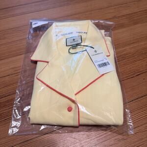 Tuckernuck Yellow Mini Dress with Pink/Coral Piping